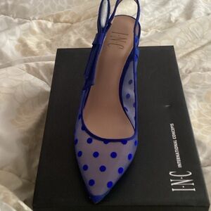 INC International Concepts Blue Polka Dot Heels
